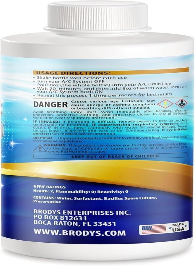 Brodys - A/C HVAC Drain Line Cleaner, 8oz Bottle, (Great to use at home, in the office, at restaurants and large commercial buildings), AC Drain Line Condensate Cleaner (2 Pack) - Image 2